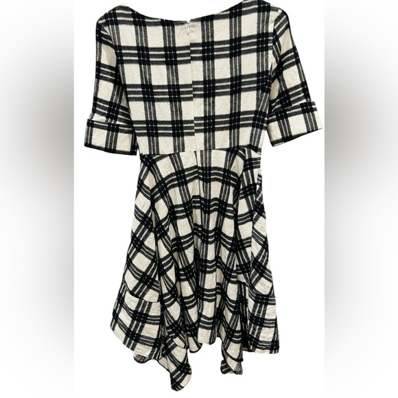 Anthropologie Eva Franco Rienne Feminine Black White Plaid Dress Size 6 - Picture 7 of 11